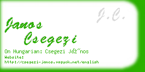 janos csegezi business card